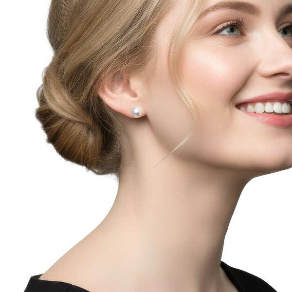 18ct Yellow Gold Akoya Natural Pearl Stud Earrings — 7.5-8mm