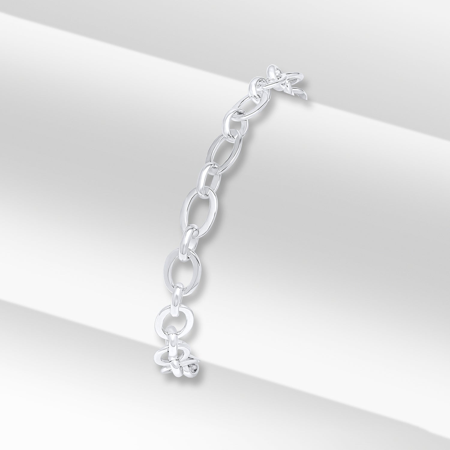 Sterling Silver Handmade Solid 7mm Flat Oval Link Bracelet