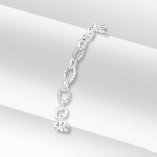 Sterling Silver Handmade Solid 7mm Flat Oval Link Bracelet