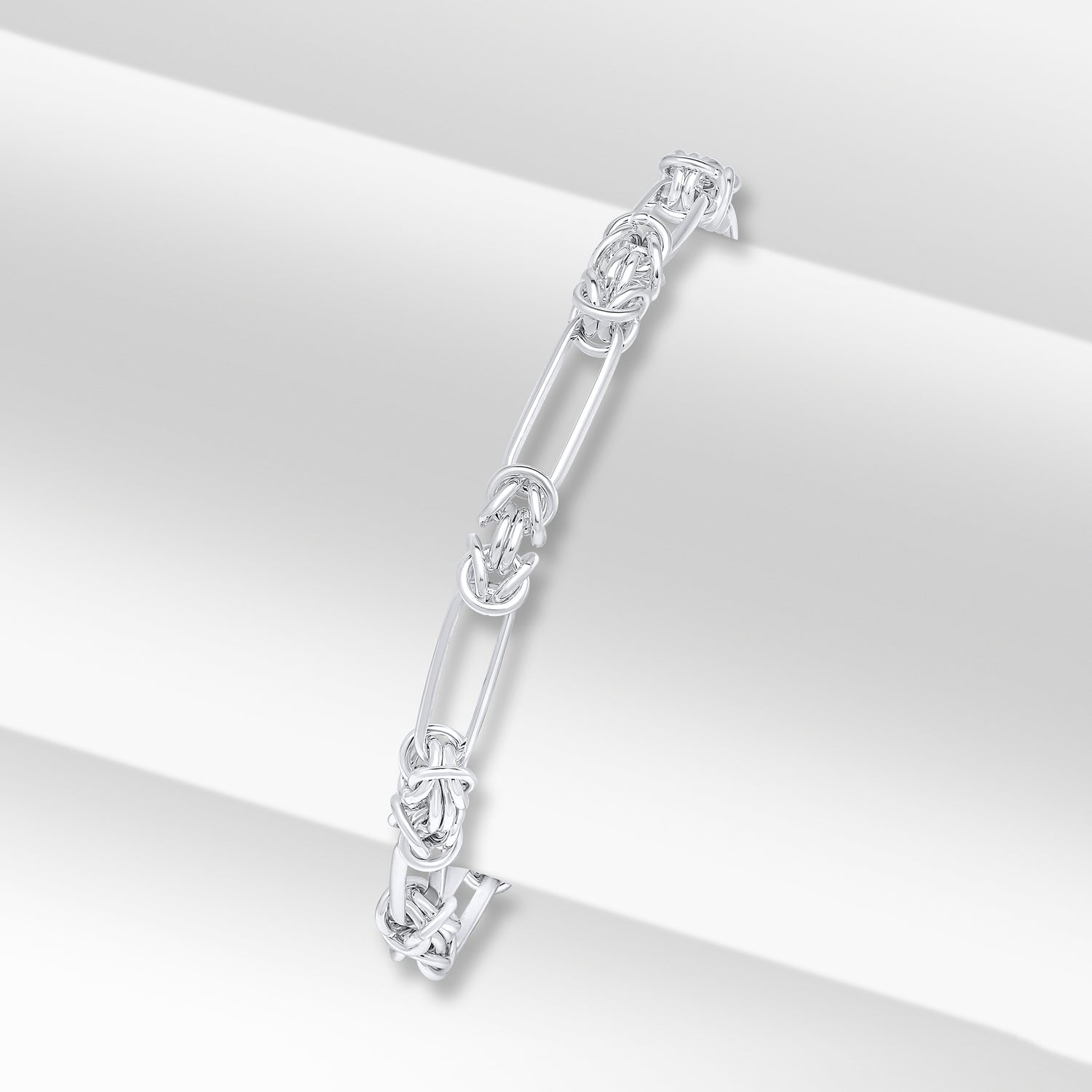 Sterling Silver Handmade Solid 5mm Byzantine Long Oval Bracelet