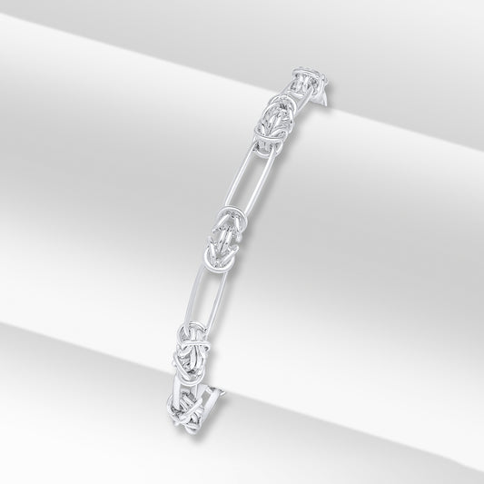 Sterling Silver Handmade Solid 5mm Byzantine Long Oval Bracelet