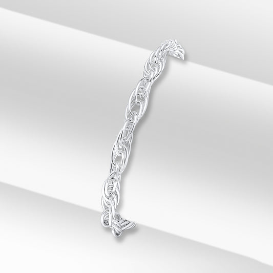 Sterling Silver Handmade 6mm Oval Rope Bracelet