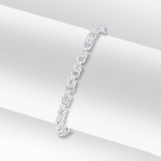 Sterling Silver Handmade Solid 4mm Byzantine Bracelet