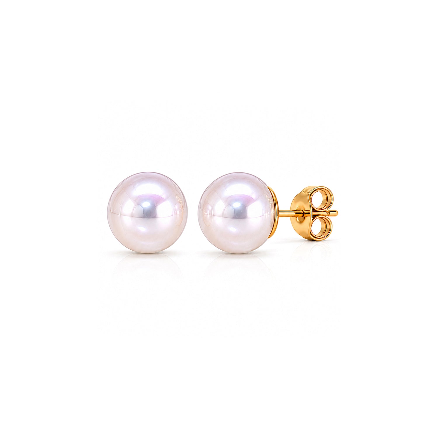 18ct Yellow Gold Natural Akoya Pearl Stud Earrings 7-7.5mm