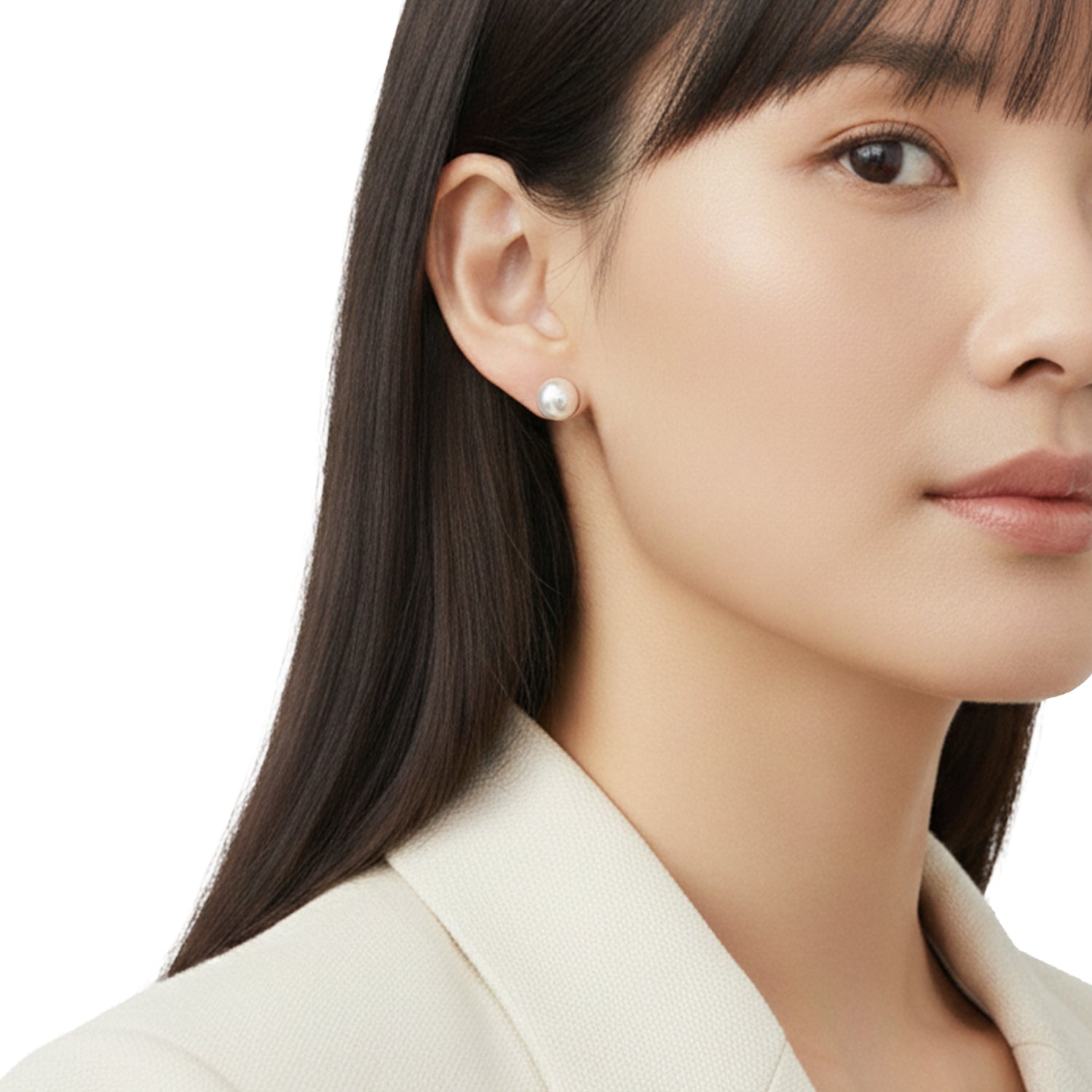 18ct Yellow Gold Natural Akoya Pearl Stud Earrings 7-7.5mm