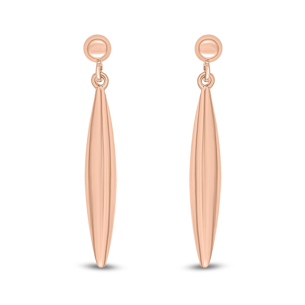 9ct Rose Gold 3D Marquise Drop Earrings