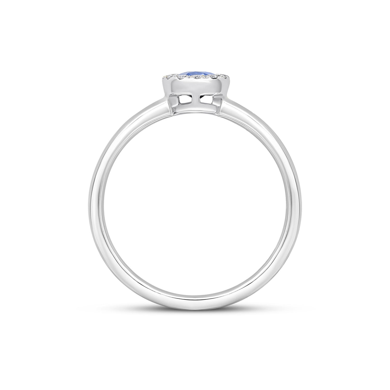 18ct White Gold Round Natural Tanzanite and Diamond Halo Cluster Ring — 4mm