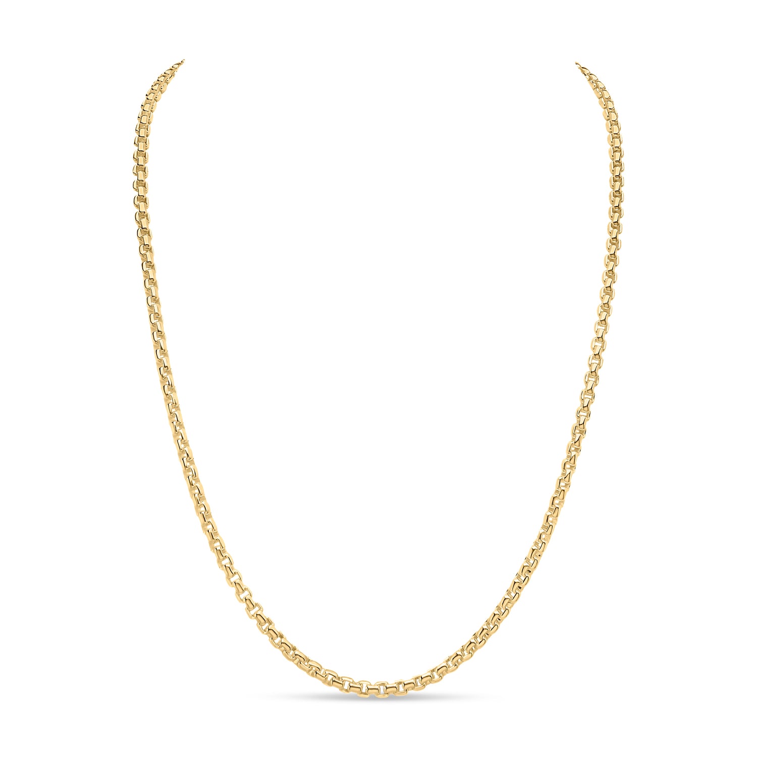 18ct Gold Vermeil on Sterling Silver 4mm Rounded Box Belcher Necklace