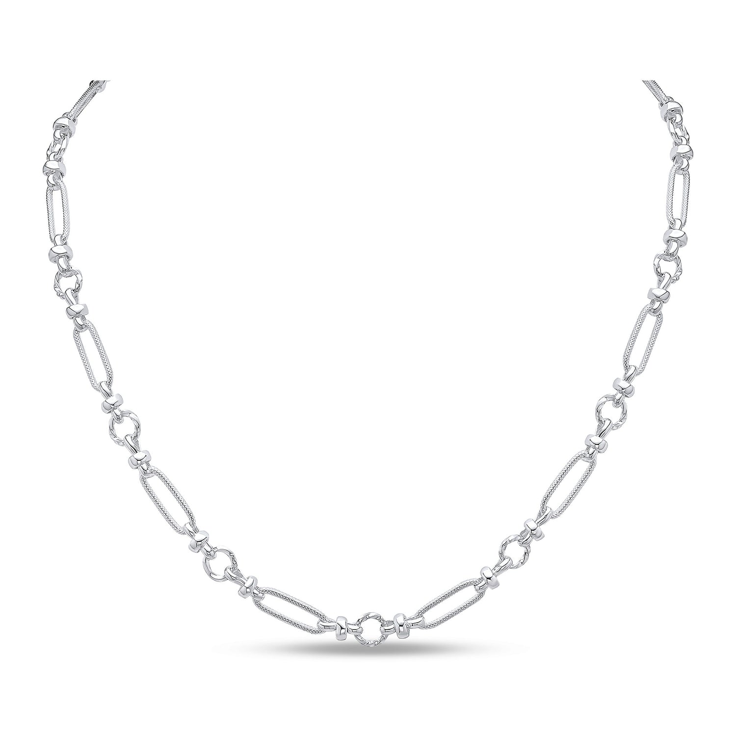 Sterling Silver 8mm Handmade Textured Long Oval Necklace