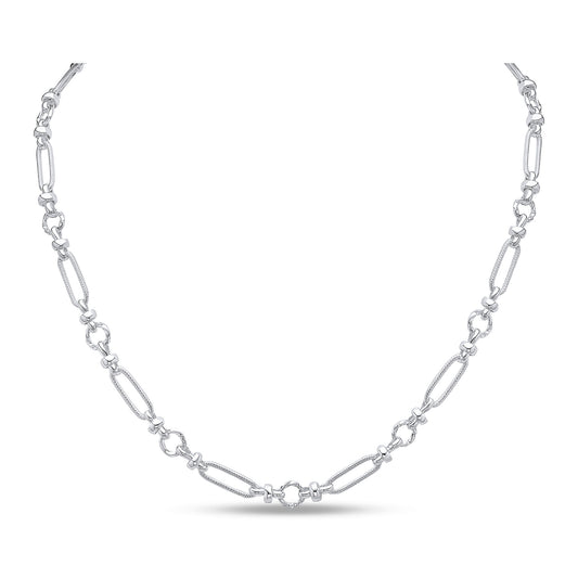 Sterling Silver 8mm Handmade Textured Long Oval Necklace