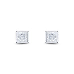 9ct White Gold Square Cubic Zirconia CZ Rubover Stud Earrings — 5mm