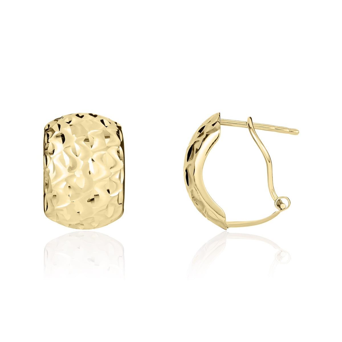9ct Gold Textured Rectangular Peg and Clip Earrings