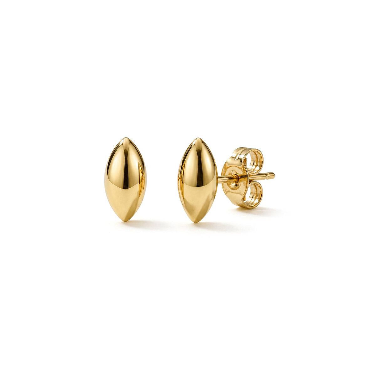 9ct Gold Polished Marquise Dome Stud Earrings