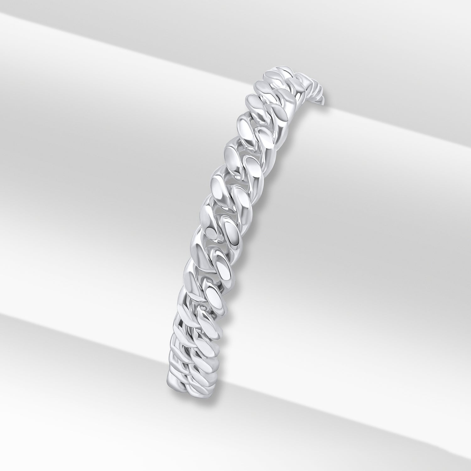 Sterling Silver 10mm Curb Link Bracelet with Bolt Ring
