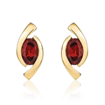 9ct Yellow Gold Oval Natural Garnet 'Eye' Stud Earrings — 6x4mm