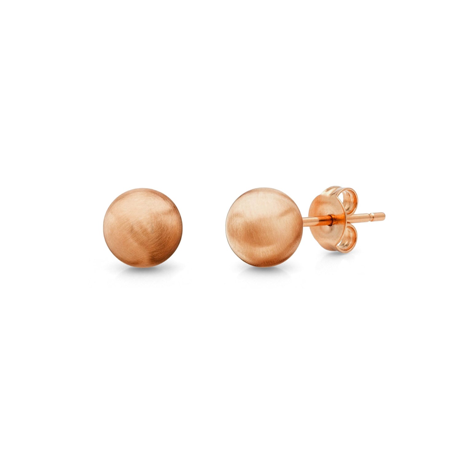 9ct Rose Gold Satin Ball Stud Earrings — 7mm