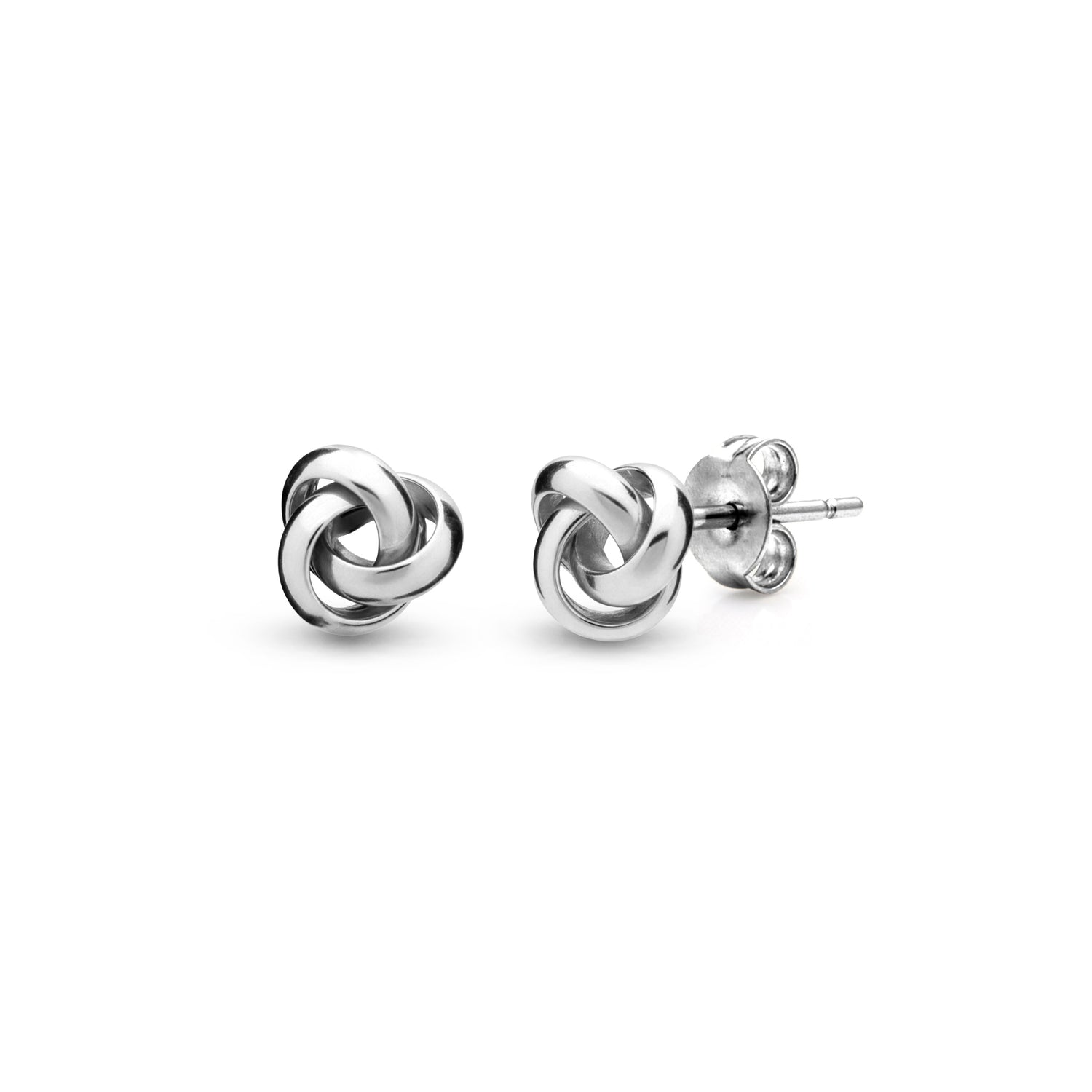 18ct White Gold Polished Triple Knot Stud Earrings - 6.5mm