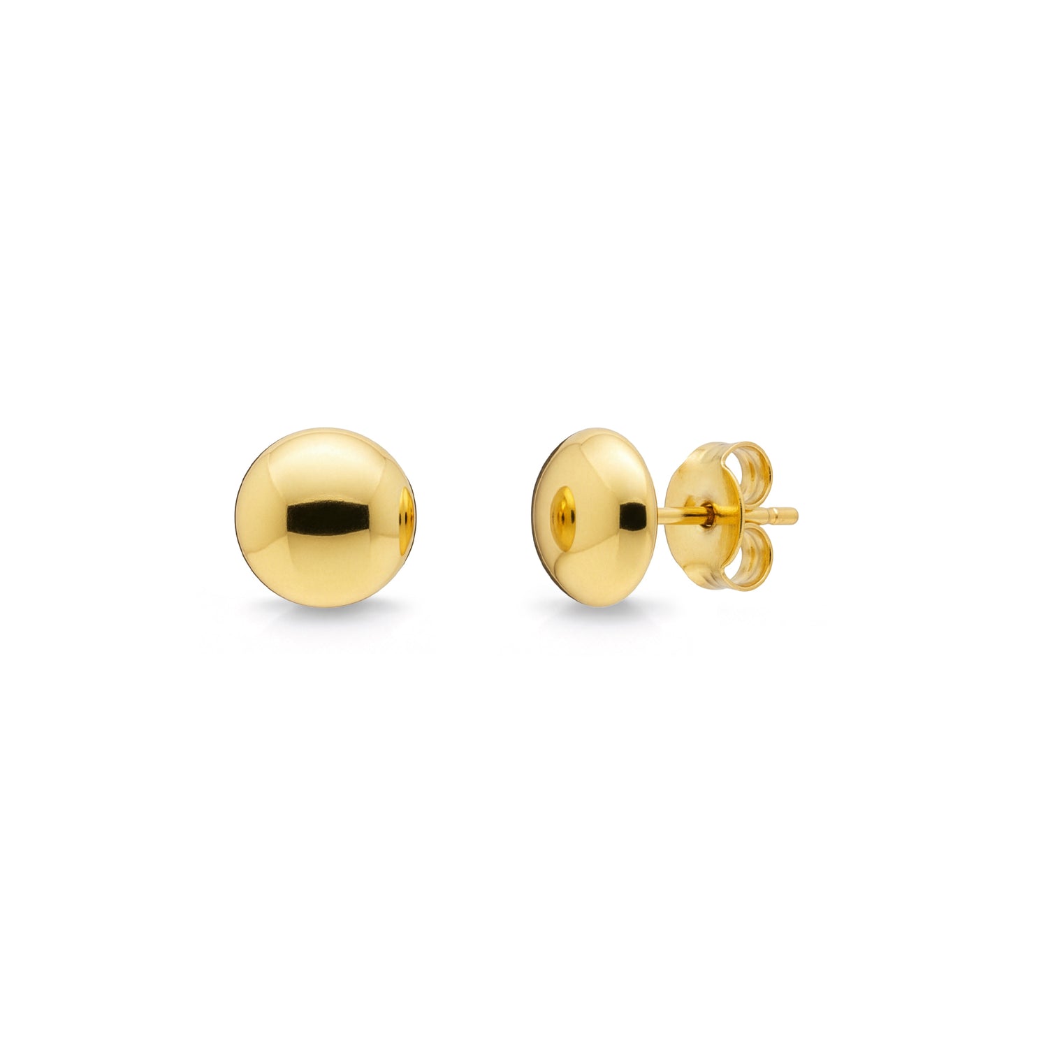 18ct Yellow Gold Polished Button Stud Earrings – 7mm