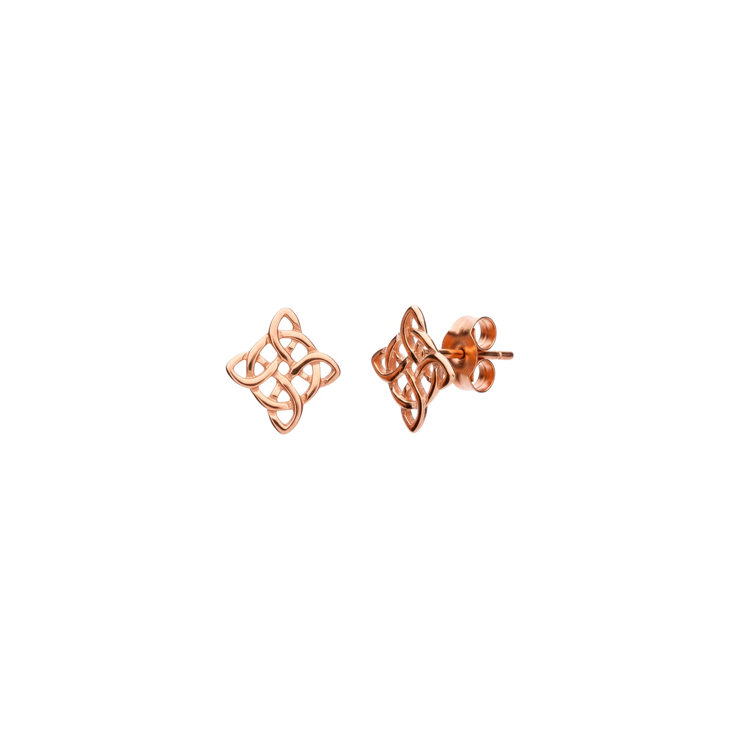 9ct Rose Gold Square Celtic Style Stud Earrings — 8.5mm