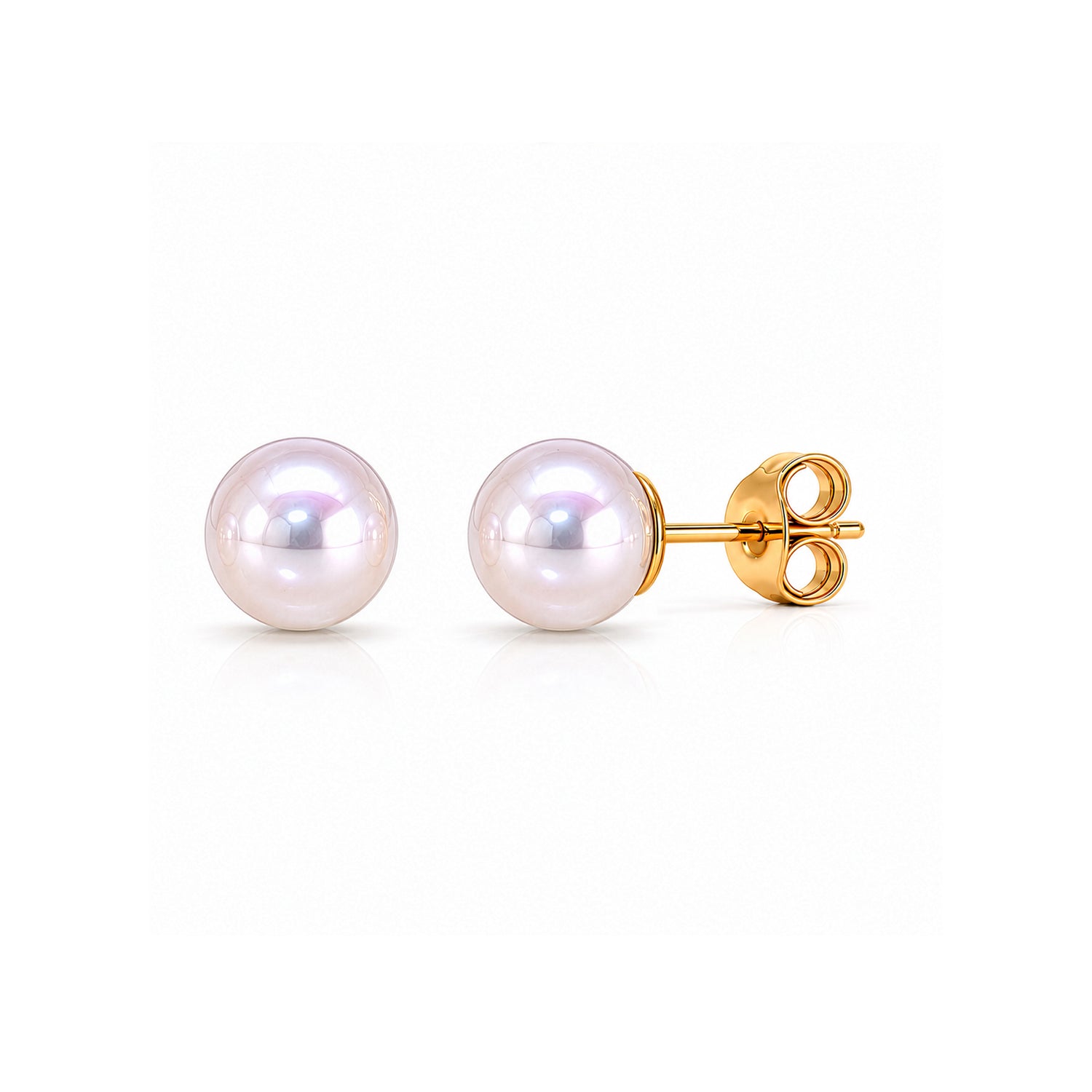 9ct Yellow Gold Akoya Natural Pearl Stud Earrings 6.5-7mm