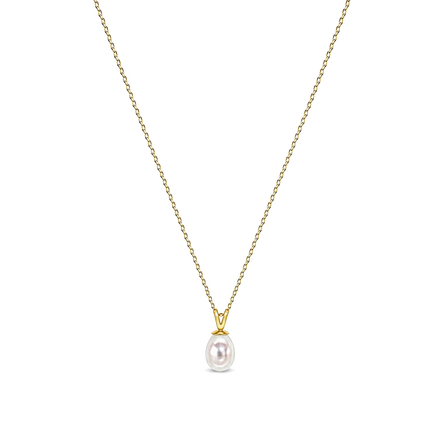 9ct Yellow Gold Natural Freshwater Pearl Drop Pendant — 7mm