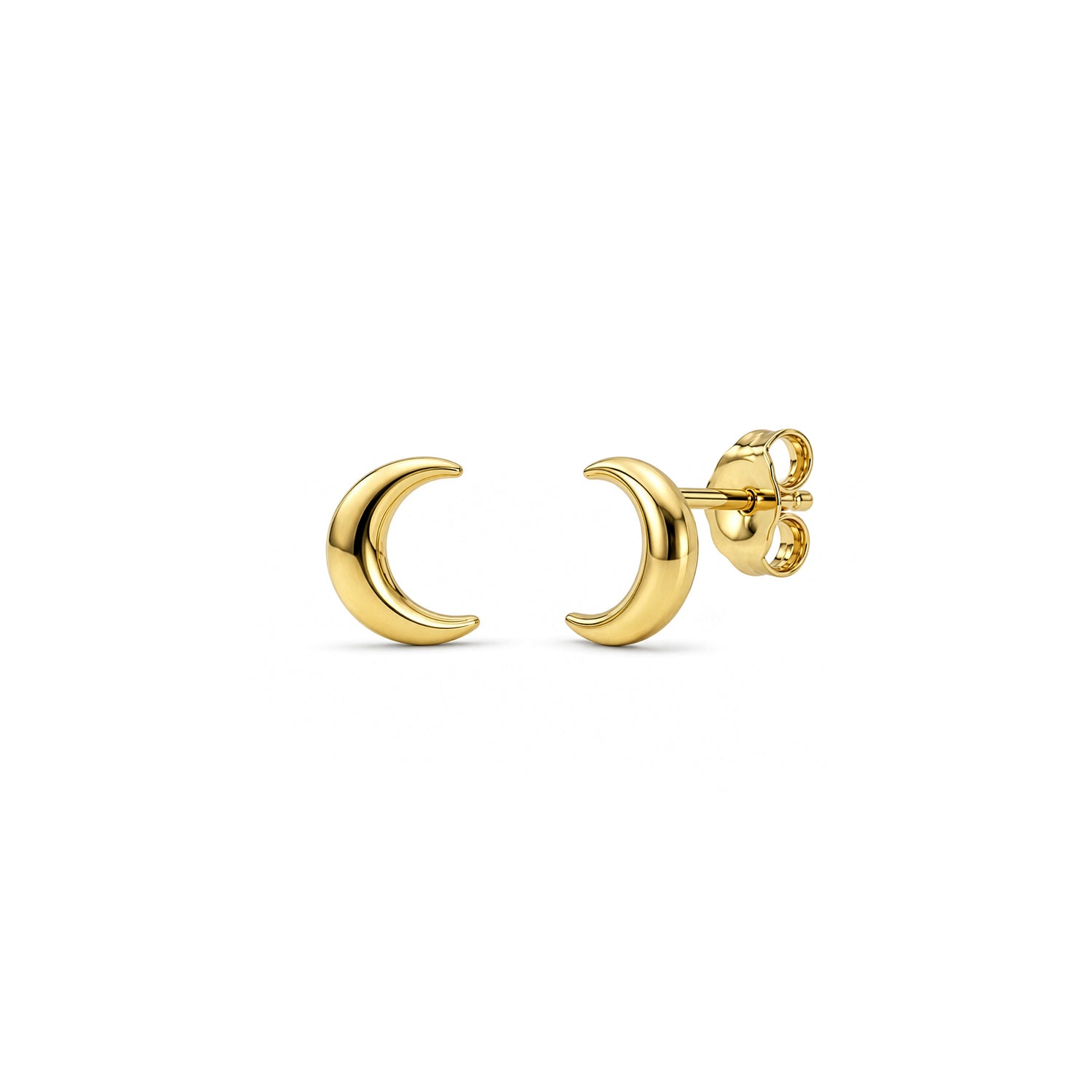 9ct Yellow Gold Polished Crescent Moon Stud Earrings