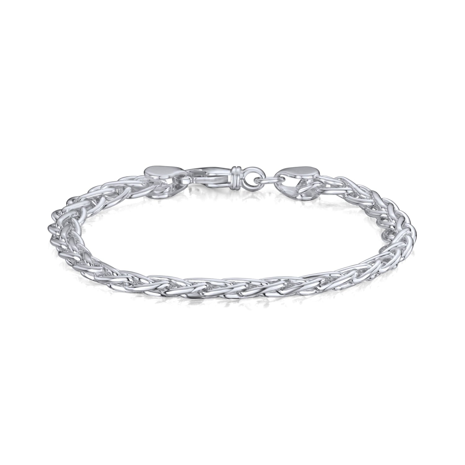 Sterling Silver Handmade Solid 7mm Flat Spiga Bracelet