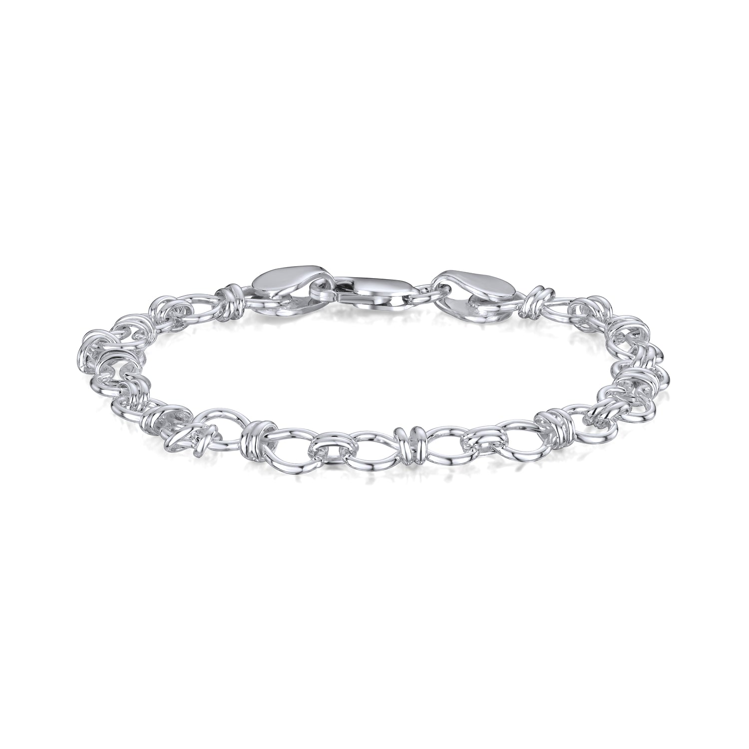 Sterling Silver Handmade Solid 7mm Bow Tie Bracelet