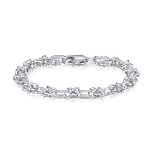 Sterling Silver Handmade Solid 7mm Textured Knot Bracelet