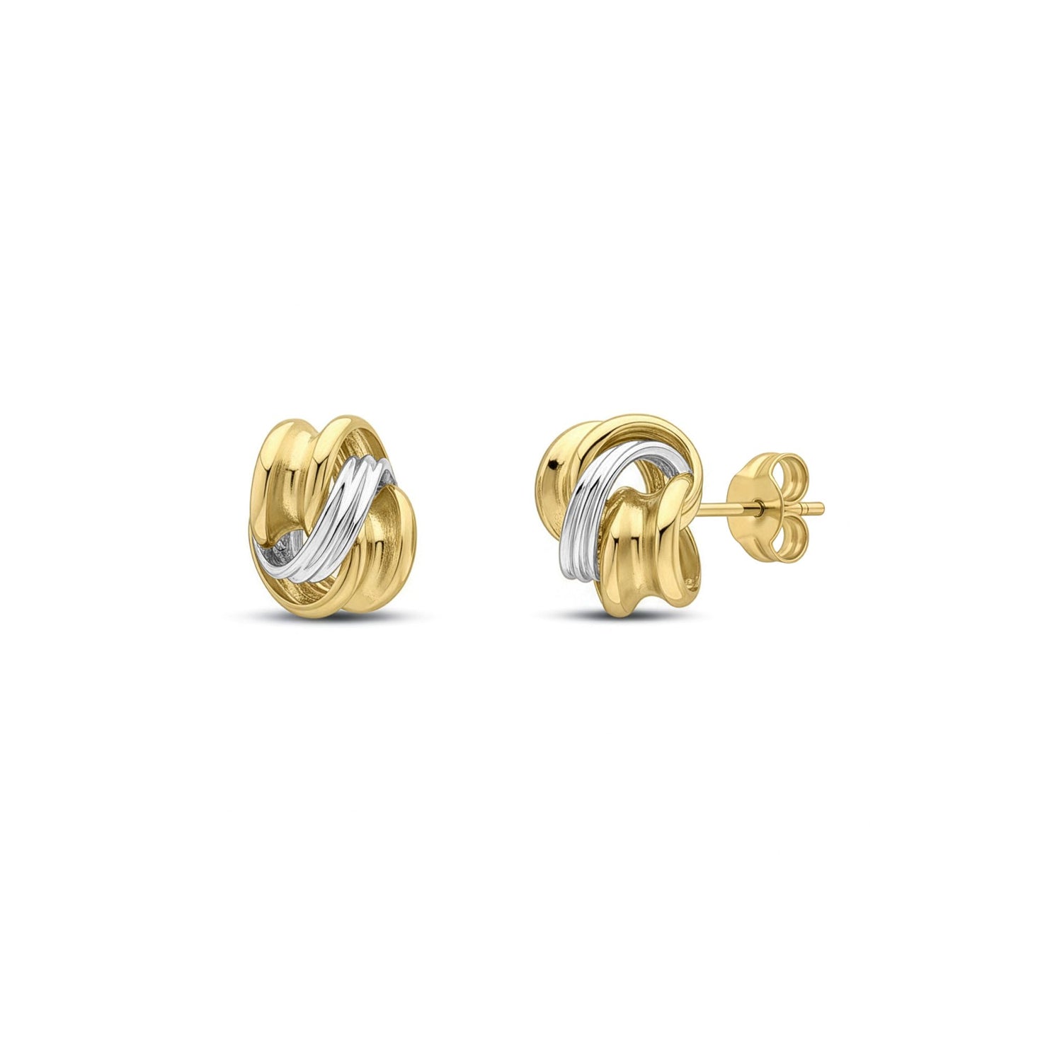 9ct Two-Tone Gold Polished 3-Strand Multi-Loop Knot Stud Earrings — 8.5mm