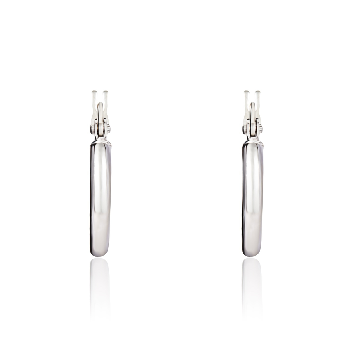 18ct Gold Polished Round Tube Hoop Earrings — 14mm