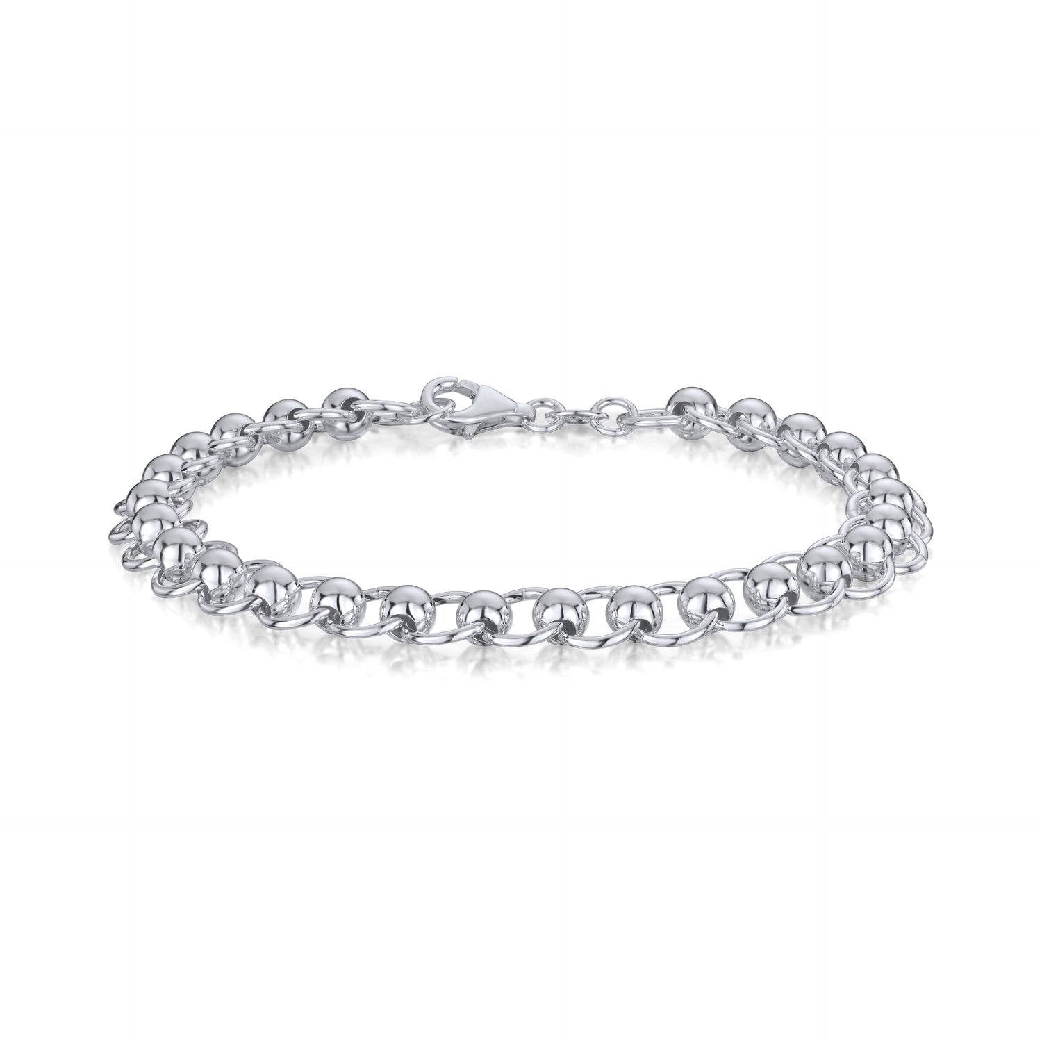 Sterling Silver Handmade Solid 8.2mm Roller Ball Bracelet