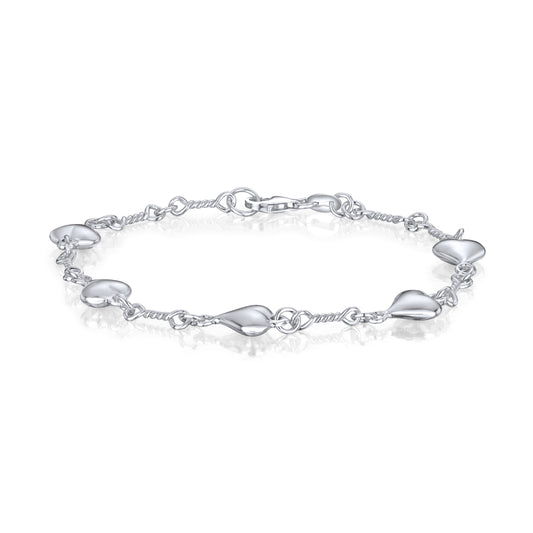 Sterling Silver Handmade 8.5mm Heart and Twist Link Bracelet