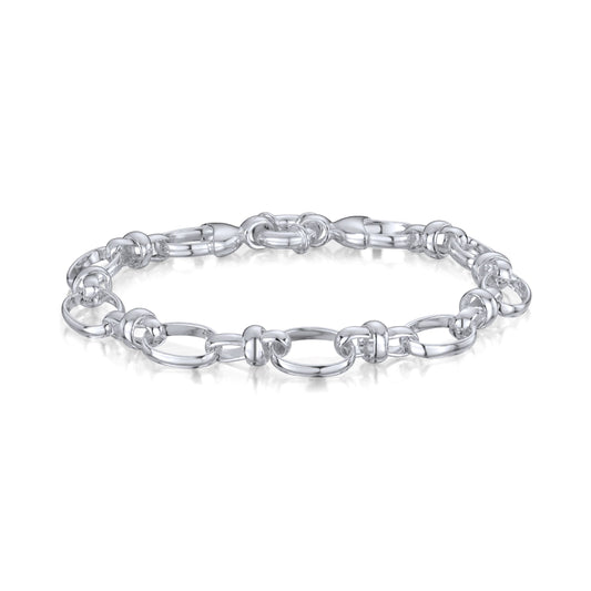 Sterling Silver 8.5mm Handmade Oval Pinch Bracelet with Bolt Ring