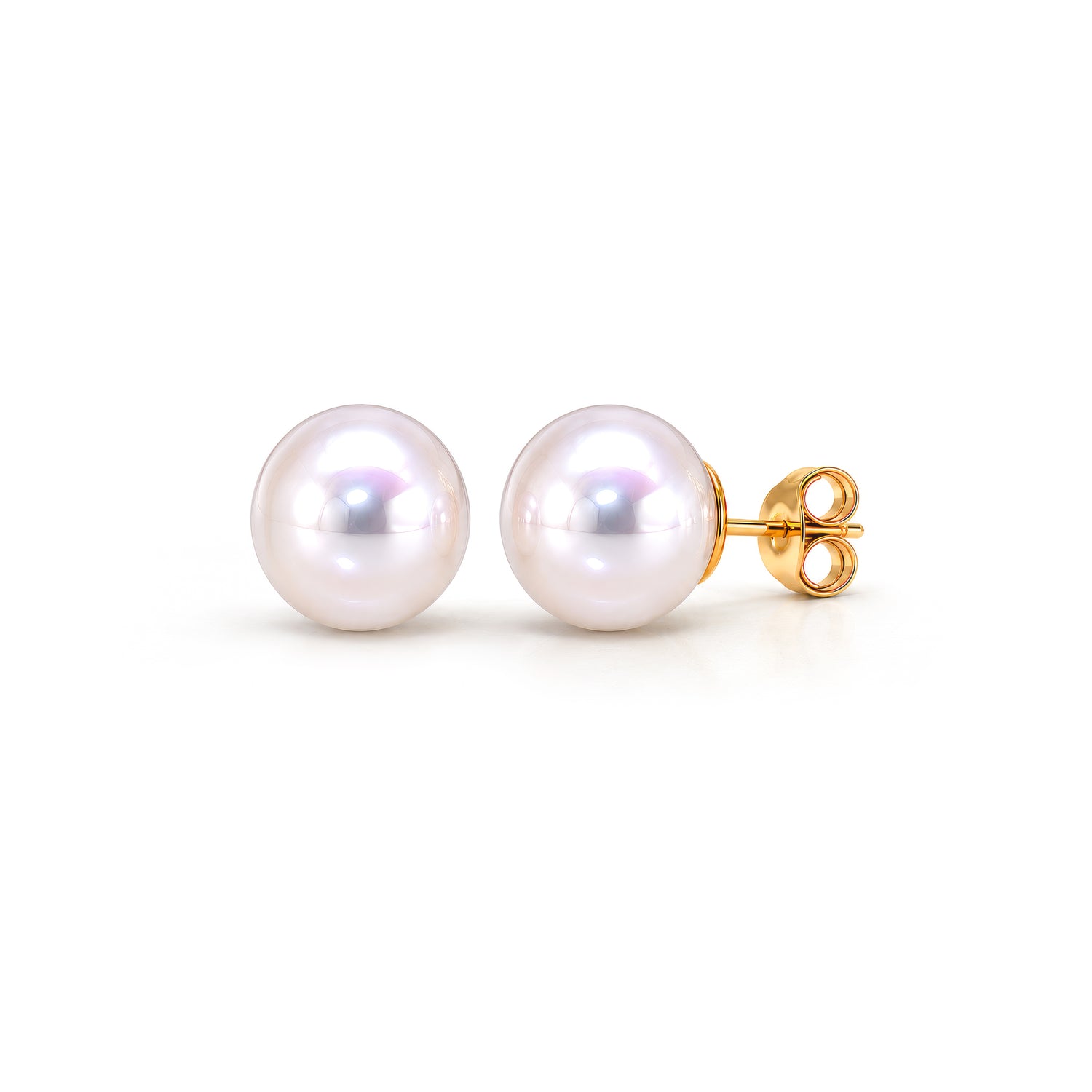 18ct Yellow Gold Natural Akoya Pearl Stud Earrings 8-8.5mm