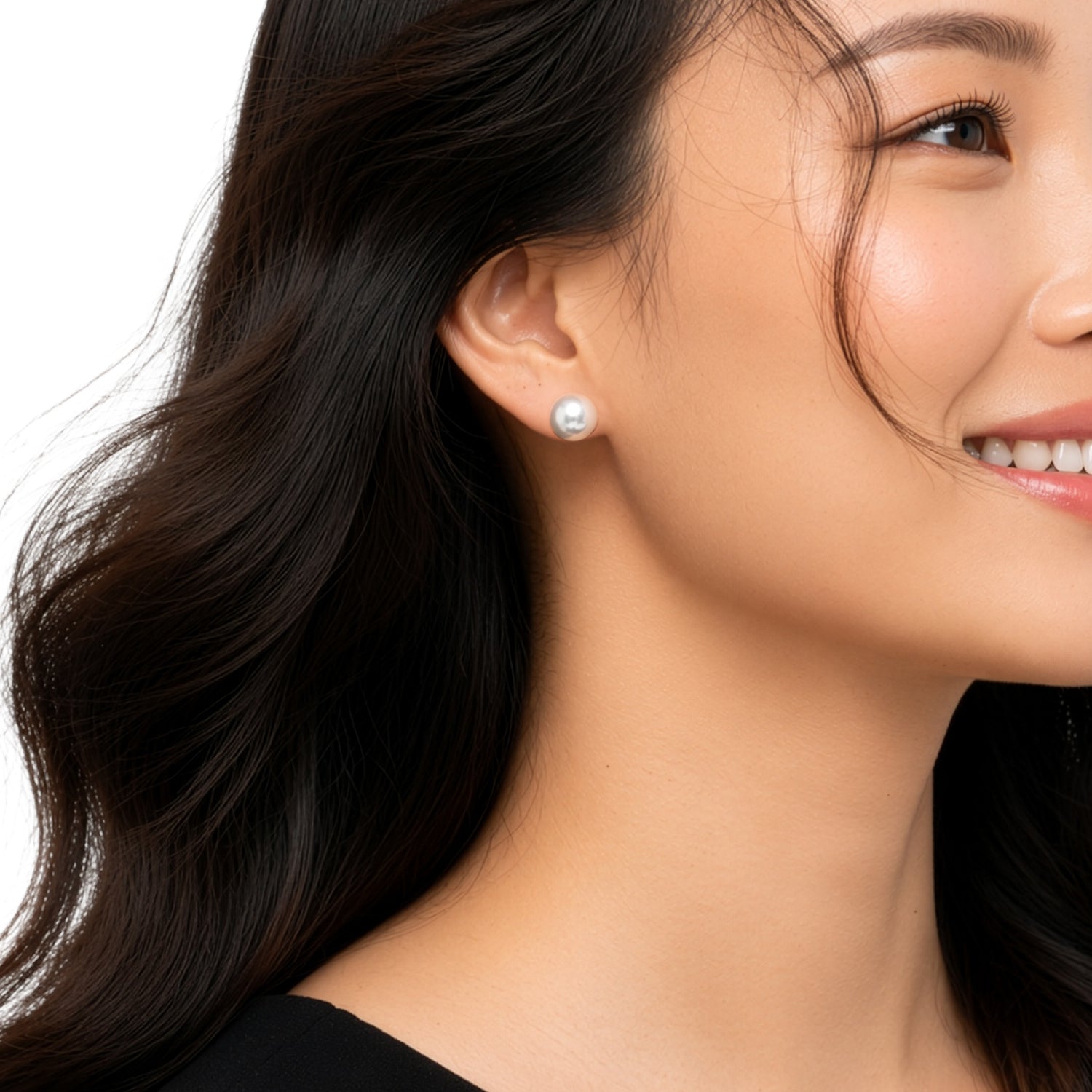 9ct Yellow Gold Natural Freshwater Button Pearl Stud Earrings — 8.5-9mm