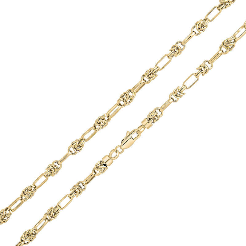 9ct Yellow Gold Handmade 5mm Byzantine Oval Link Necklace — 18"/45cm