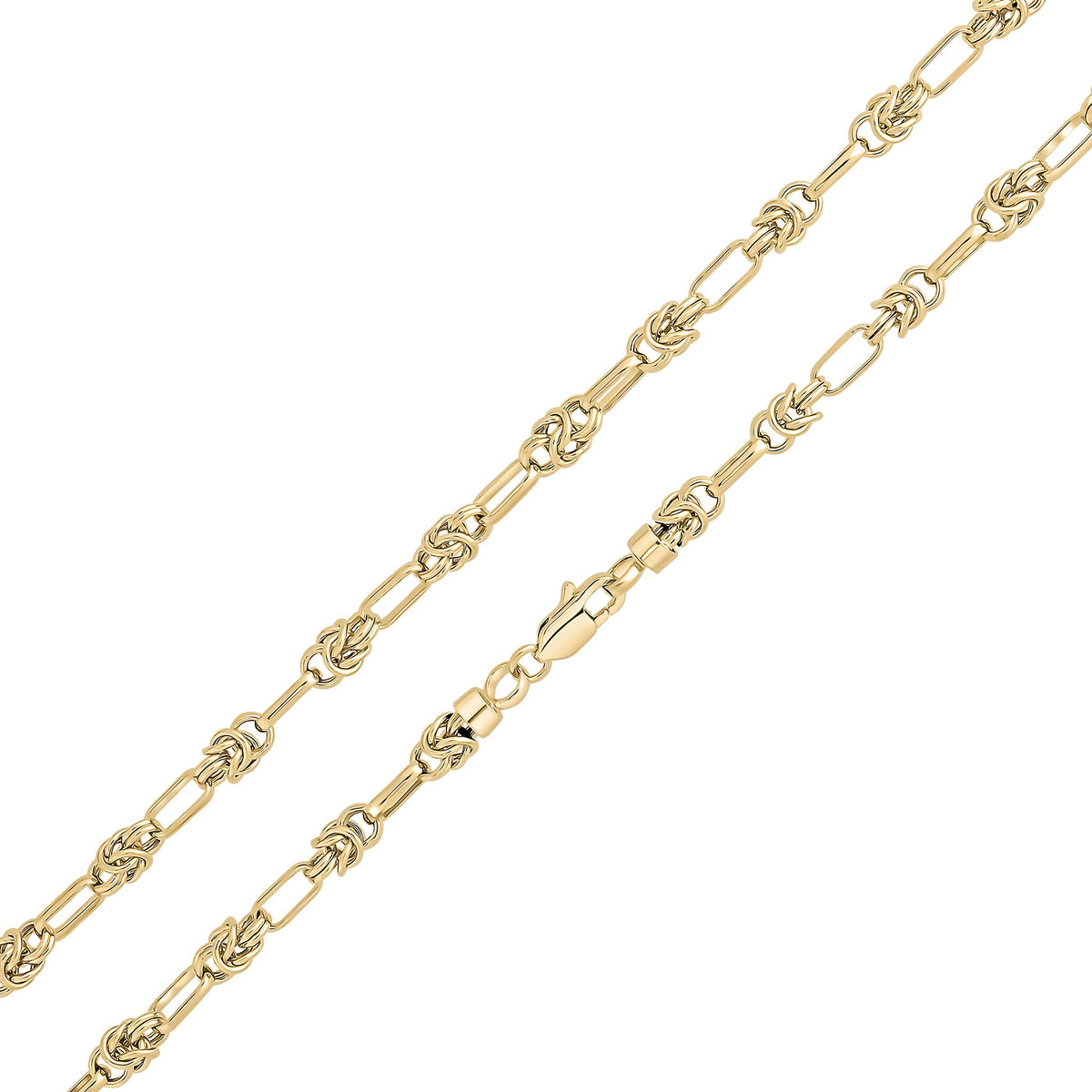 9ct Yellow Gold Handmade 5mm Byzantine Oval Link Bracelet — 7.5"/19cm