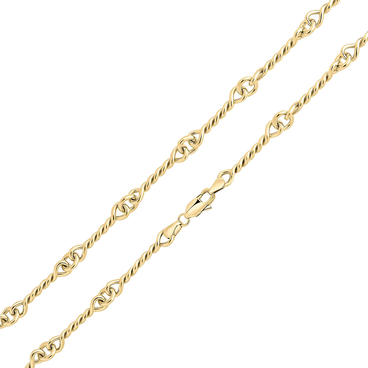 9ct Yellow Gold Handmade 2.5mm Twist Bracelet — 7.5"/19cm