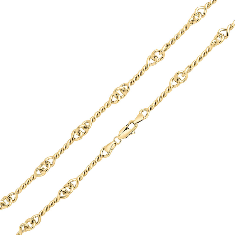 9ct Yellow Gold Handmade 2.5mm Twist Bracelet — 7.5"/19cm