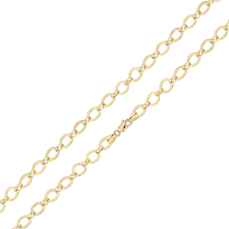 9ct Yellow Gold Handmade 7mm Square Flat Oval Bracelet — 7.5"/19cm