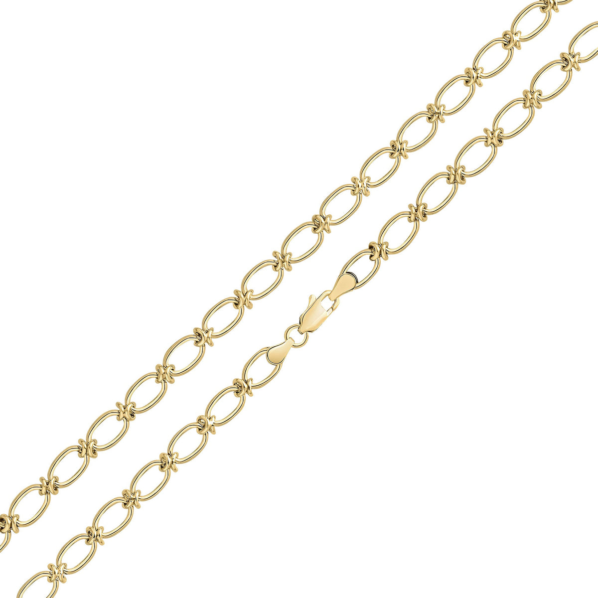 9ct Yellow Gold Handmade 6.5mm Polished Oval Knot Necklace — 18"/45cm