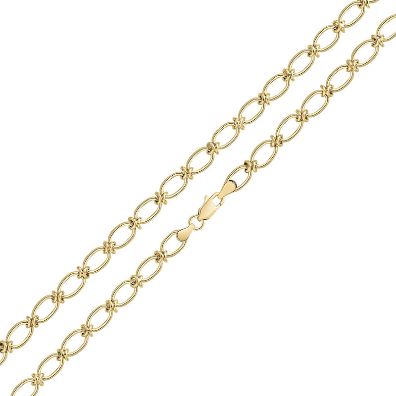 9ct Yellow Gold Handmade 6.5mm Polished Oval Knot Bracelet — 7.5"/19cm