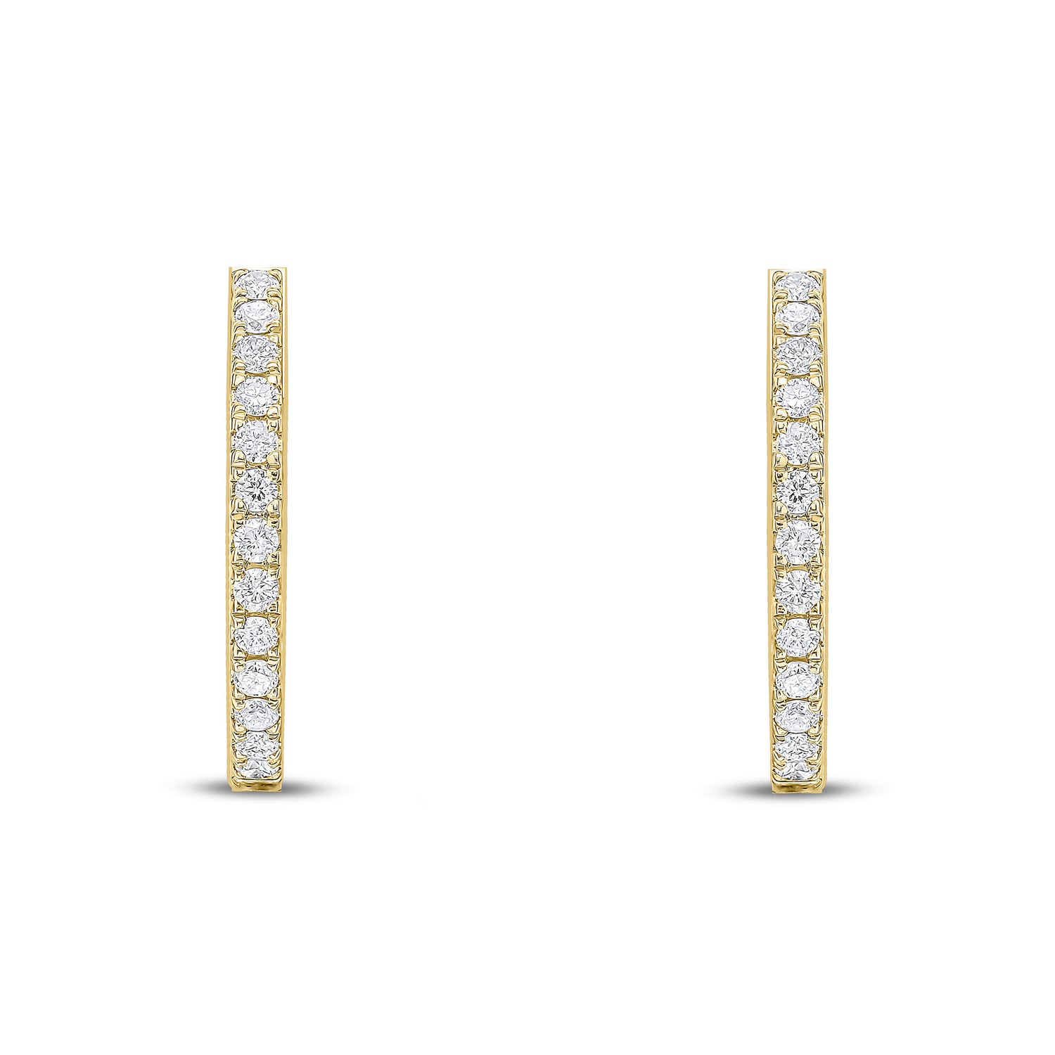 18ct Yellow Gold Natural Diamond Claw Set Full Hoop Earrings —19mm