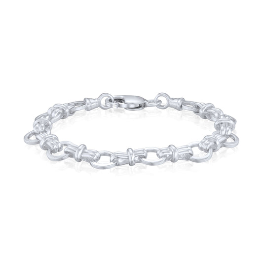 Sterling Silver Handmade Solid 9.7mm Circle Round Link Bracelet with Lobster Clasp