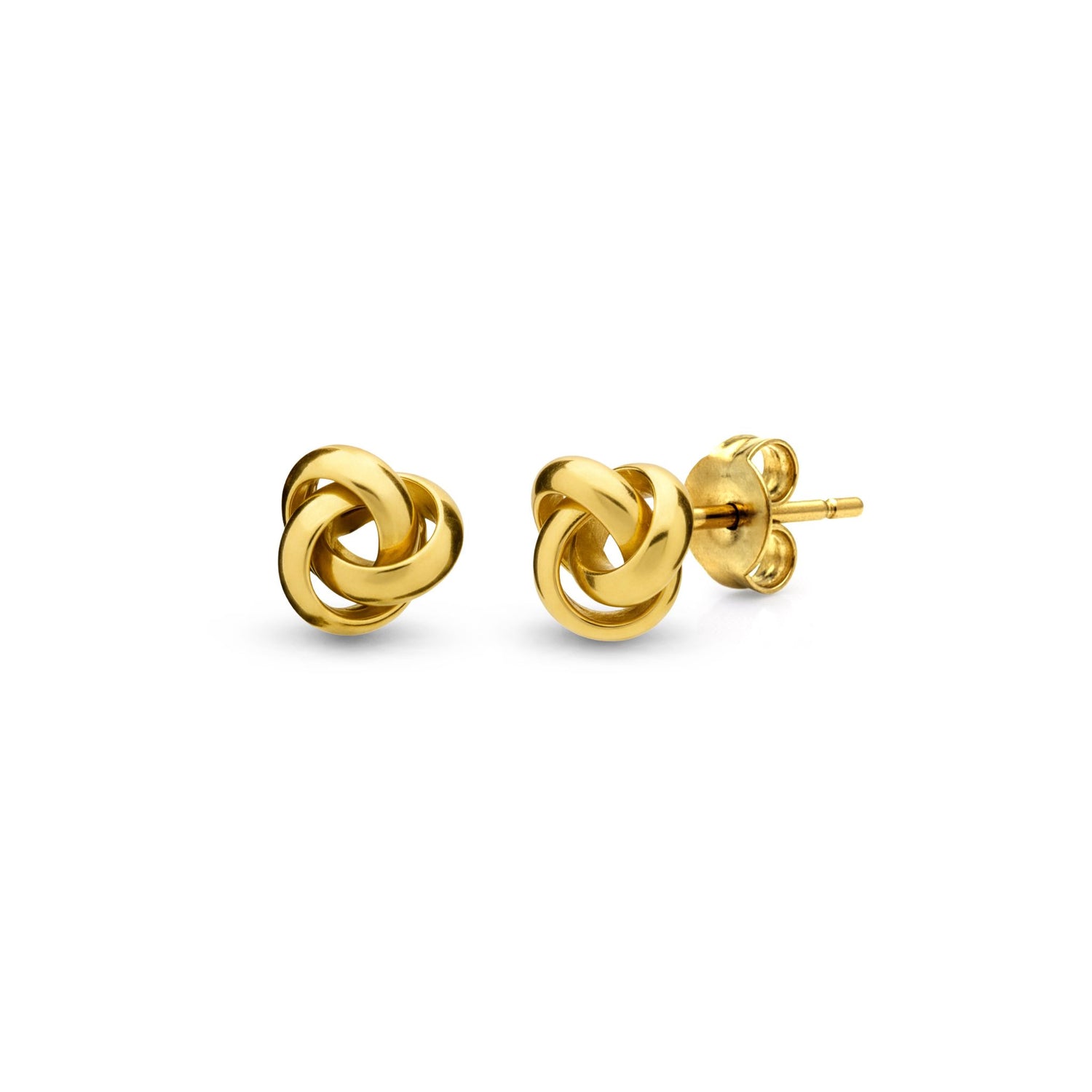 9ct Yellow Gold Polished 3-Strand Open Knot Stud Earrings — 7mm