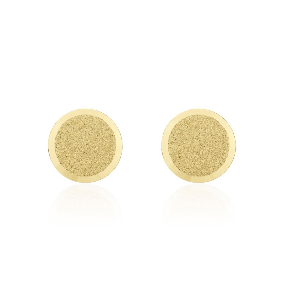 9ct Gold Satin Flat Disc Stud Earrings — 8.5mm