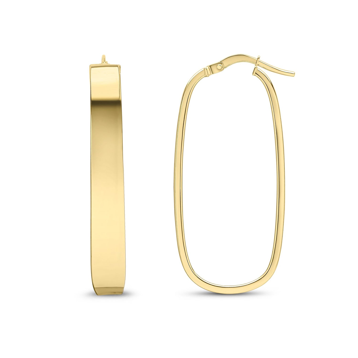 9ct Yellow Gold 5mm Flat Oval Hoop Earrings