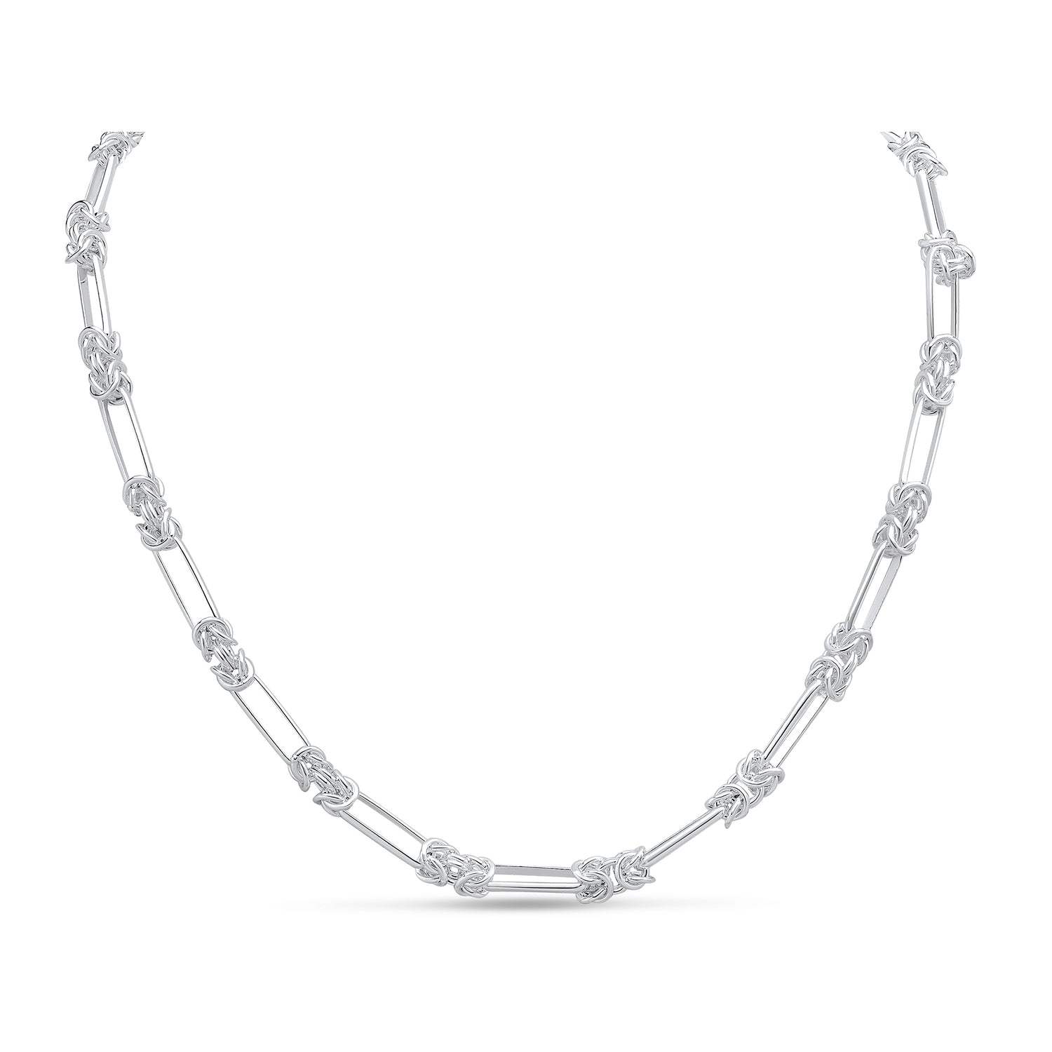 Silver 5mm Byzantine Long Oval Necklace