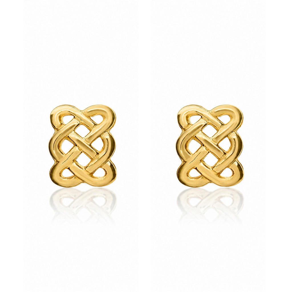 9ct Gold Oblong Celtic Style Stud Earrings